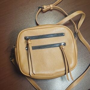 Botkier Chelsea Leather Zip Top Crossbody Camera Bag Beige